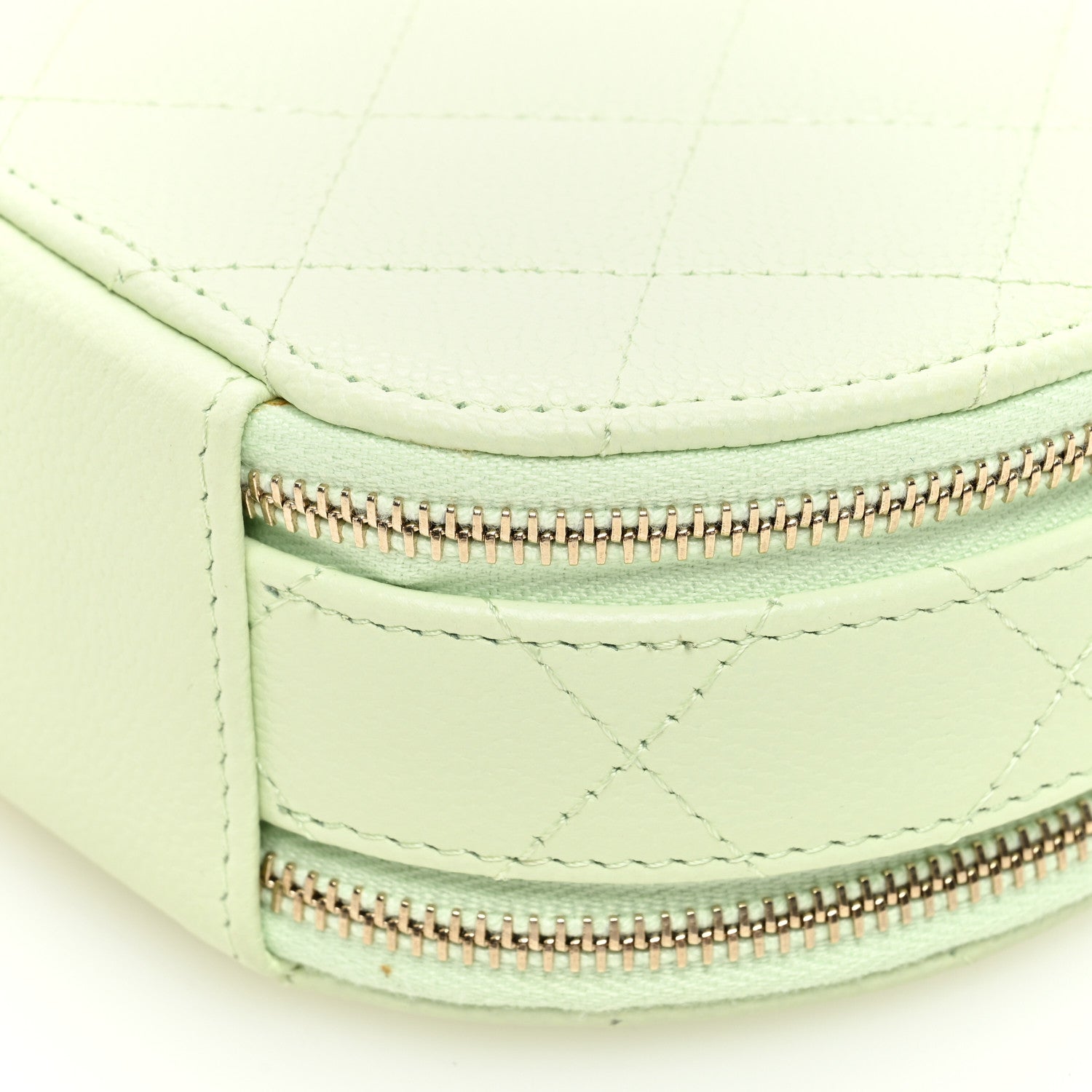 Chanel Caviar Quilted Round Handle With Care Vanity With Chain Light Green 10 of 11