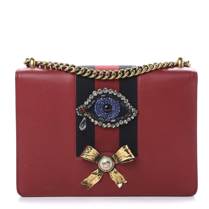 Gucci Calfskin Web Medium Peony Chain Shoulder Bag Red 1 of 16