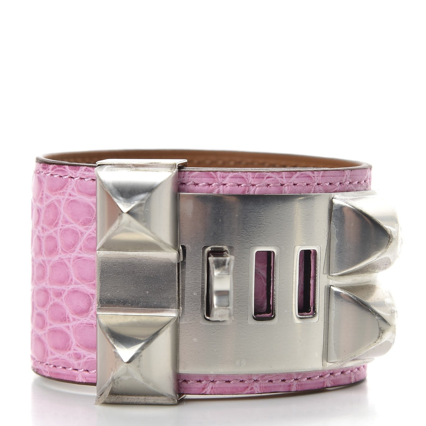 Shiny Alligator Collier De Chien CDC Bracelet T2 5P Pink