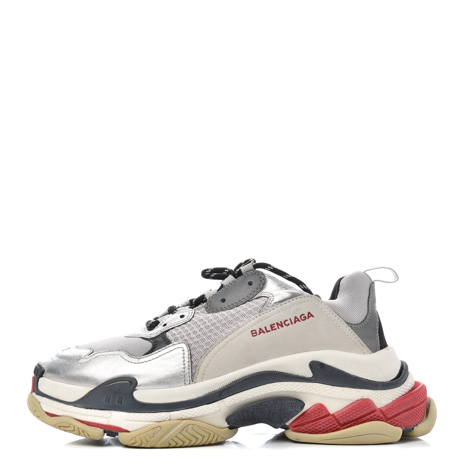 Balenciaga Mesh Nubuck Mens Triple S Sneakers 42 Black Argent 1 of 9