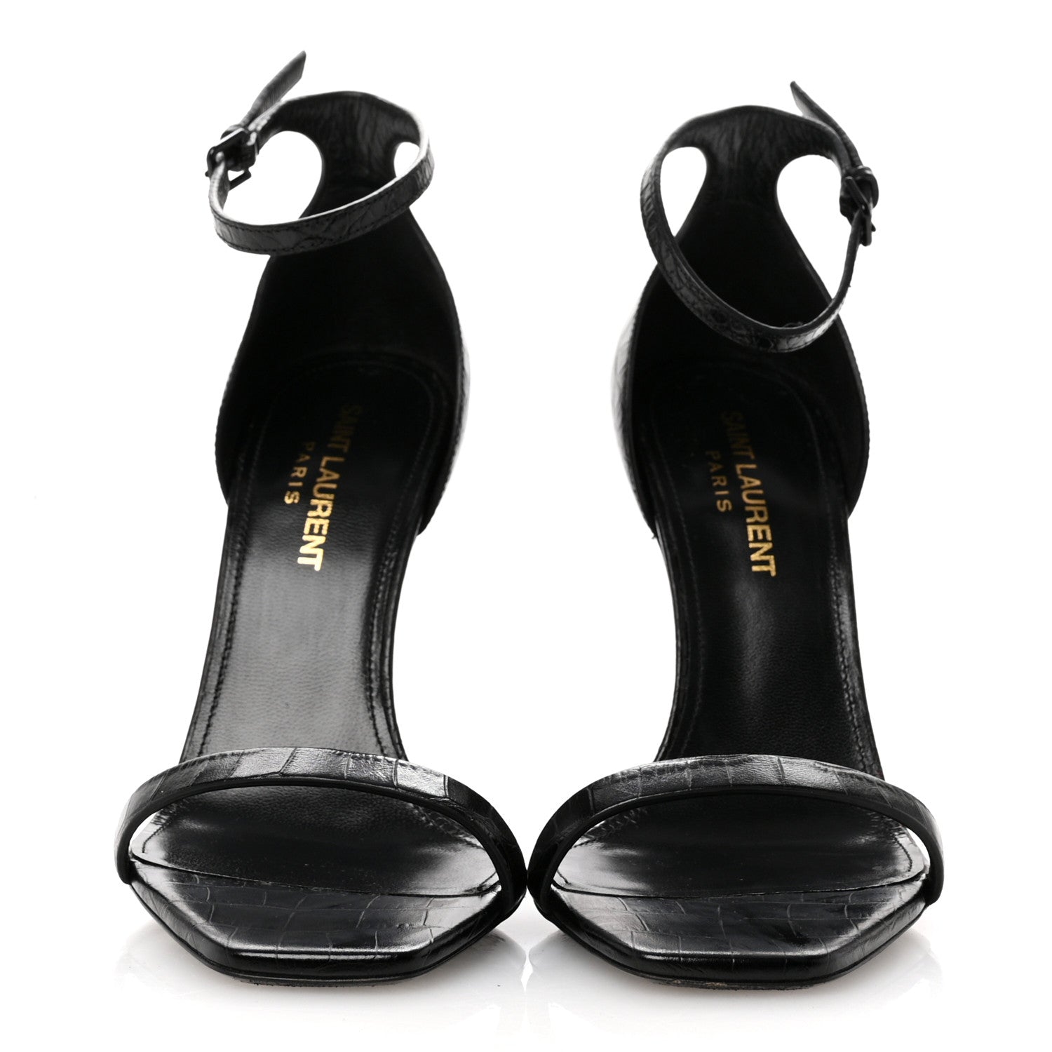 Saint Laurent Calfskin Fake Cocco Opyum 110 Sandals 36 Black 3 of 9