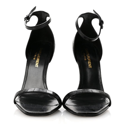 Saint Laurent Calfskin Fake Cocco Opyum 110 Sandals 36 Black 3 of 9