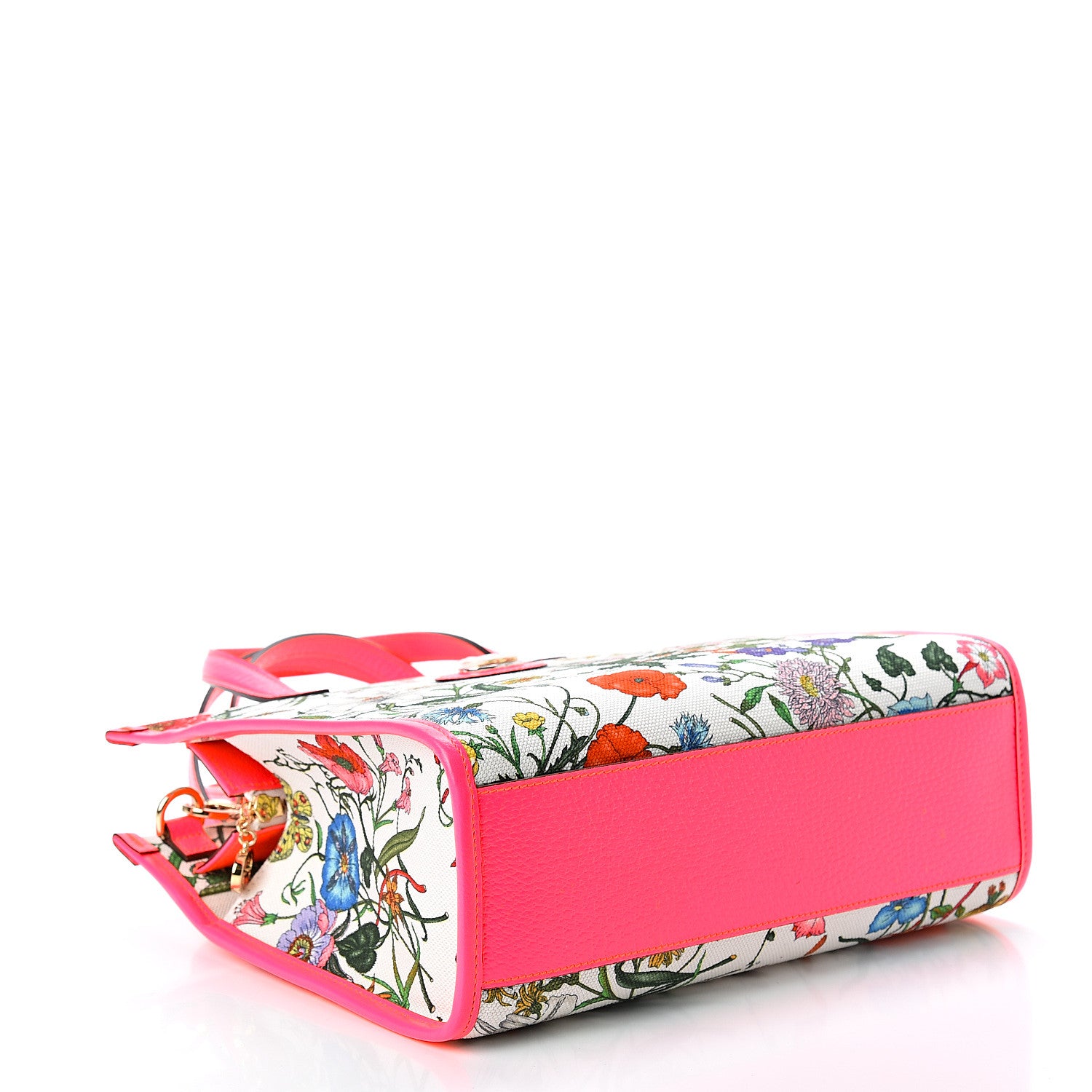 Gucci Canvas Medium Flora Tote Fuchsia 3 of 10