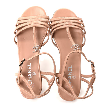 Chanel Calfskin Chain CC Strap Sandals 39 Beige 2 of 8
