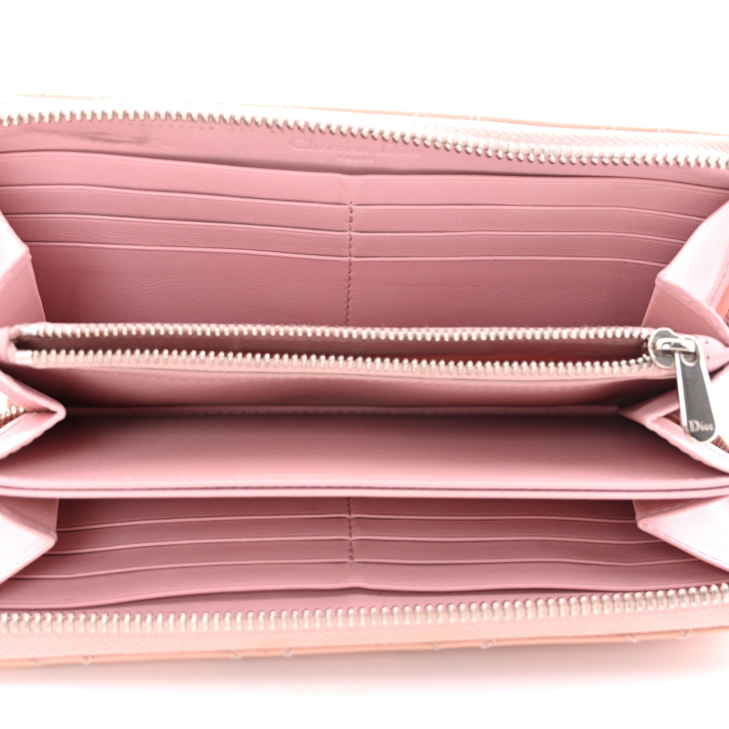 Christian Dior Patent Cannage Lady Dior Continental Zip Wallet Pink 5 of 15