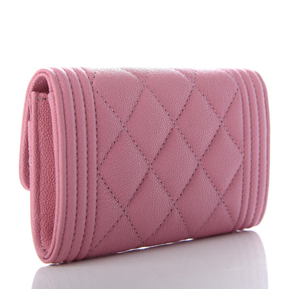 Chanel Caviar Quilted Boy Flap Card Holder Wallet Light Pink 3 of 9