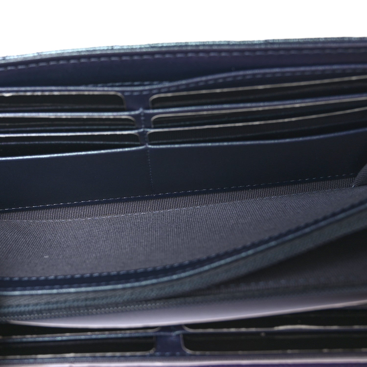 Chanel Iridescent Caviar Quilted Large Gusset Flap Wallet Dark Blue 6 of 11
