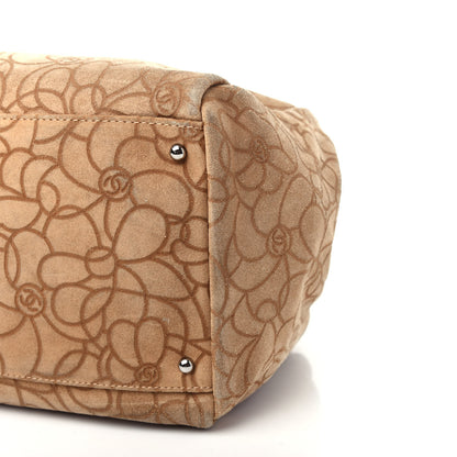 Chanel Suede Camellia Embossed Bowling Bag Beige 9 of 11