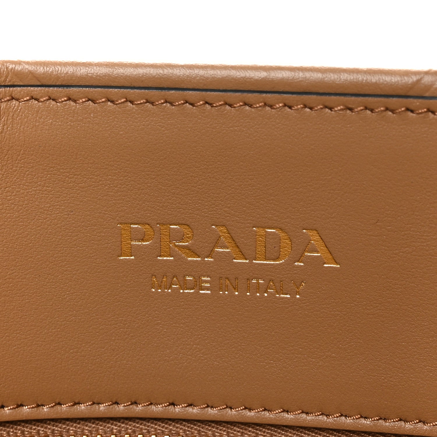 Prada Soft Calfskin Triangolo Symbole Embossed Mini Tote Caramel 6 of 9