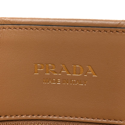 Prada Soft Calfskin Triangolo Symbole Embossed Mini Tote Caramel 6 of 9