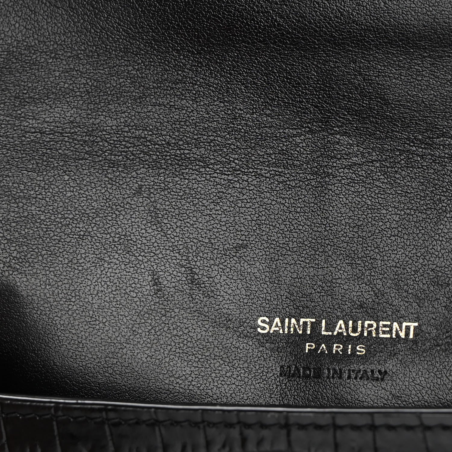 Saint Laurent Crocodile Embossed Monogram Phone Holder Crossbody Black 12 of 14