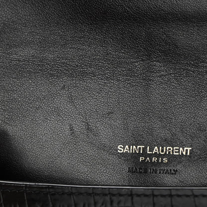 Saint Laurent Crocodile Embossed Monogram Phone Holder Crossbody Black 12 of 14