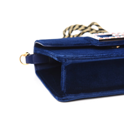 Gucci Velvet Crystal Square G Shoulder Bag Cobalt Blue 7 of 10