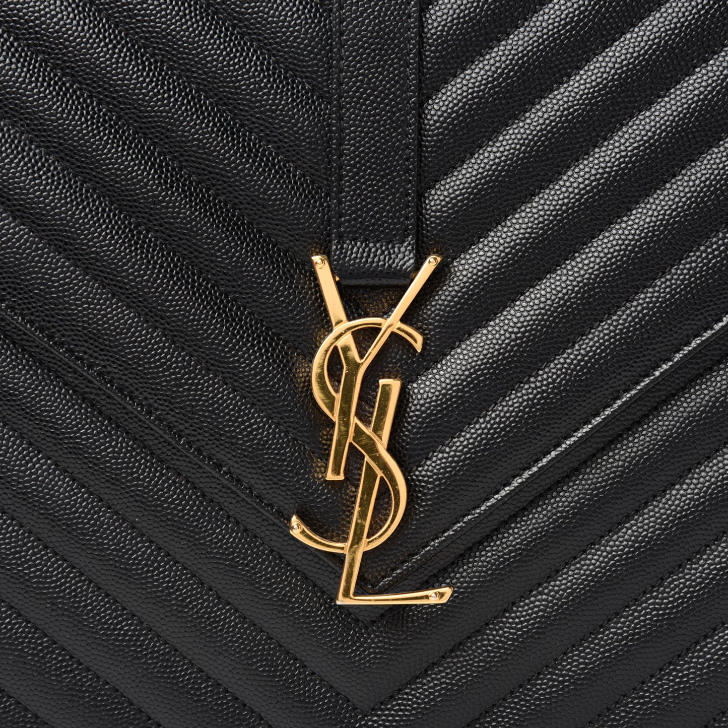 Grain De Poudre Matelasse Chevron Large Monogram Satchel Black