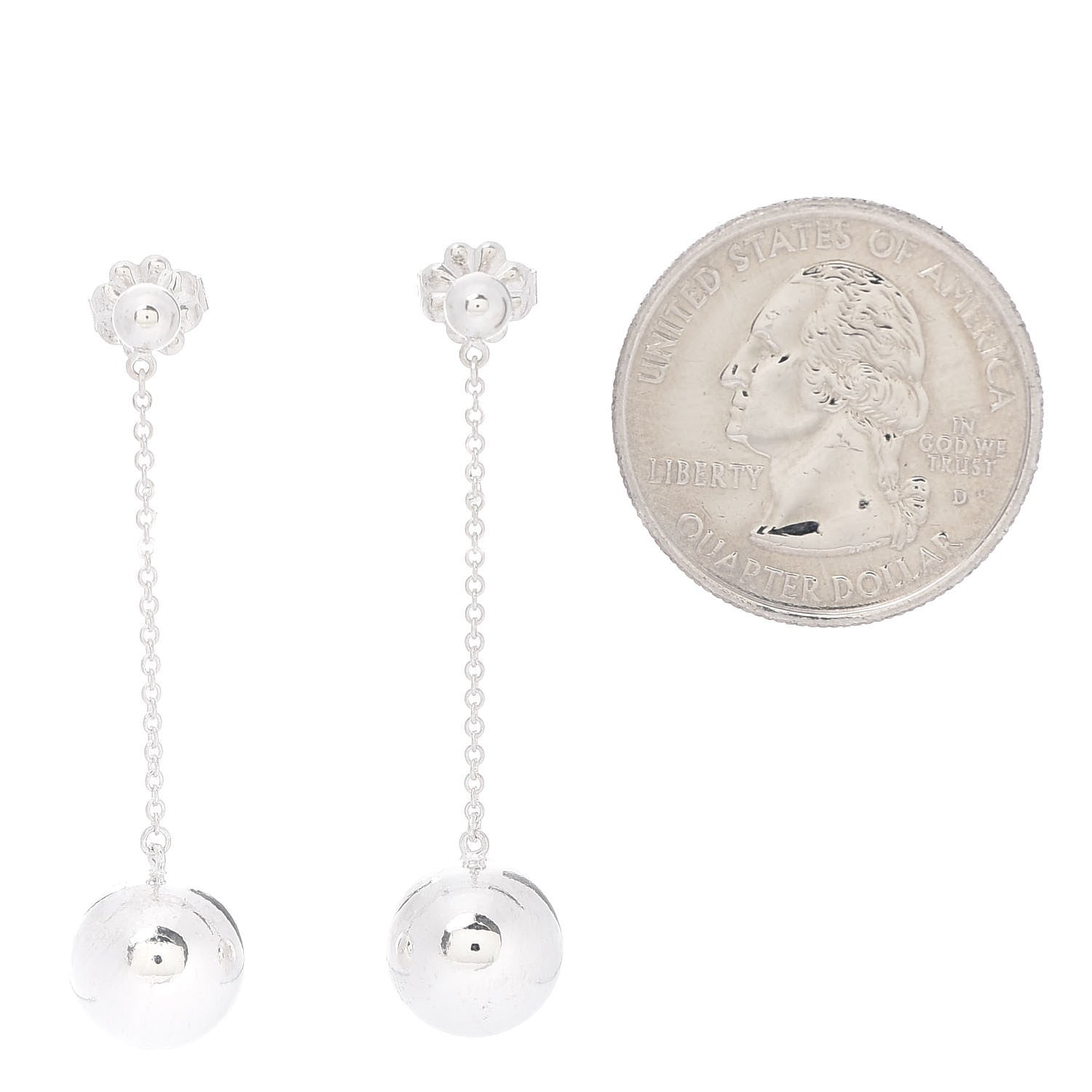 Tiffany Sterling Silver 10mm HardWear Ball Drop Earrings 2 of 4
