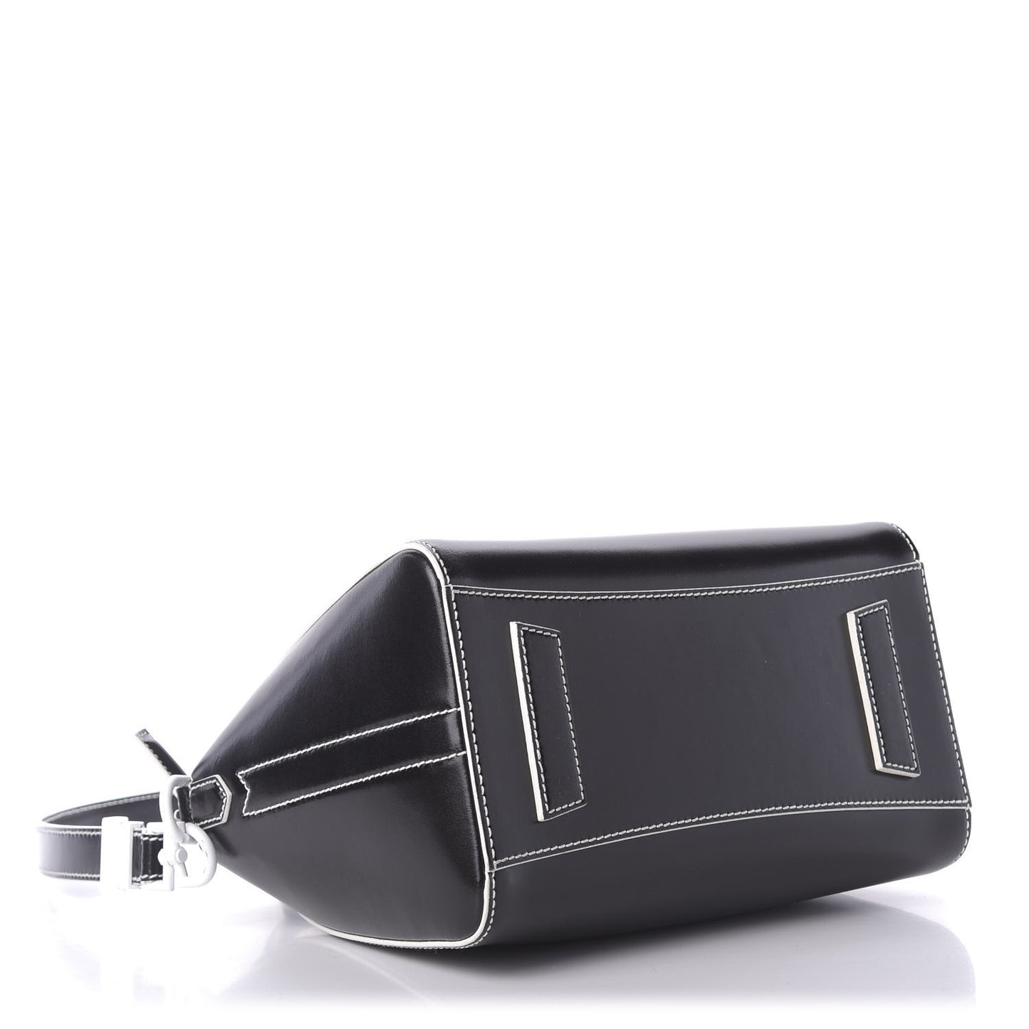 Calfskin Contrast Topstitch Small Antigona Black White