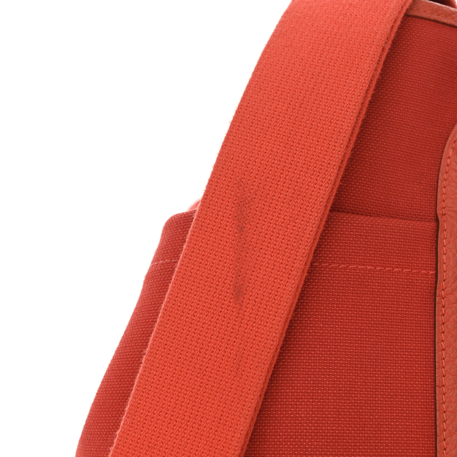 Hermes Toile Militaire Vache Country Garden Party Pockets 36 MM Tote Rouge Tomate Capucine 11 of 17