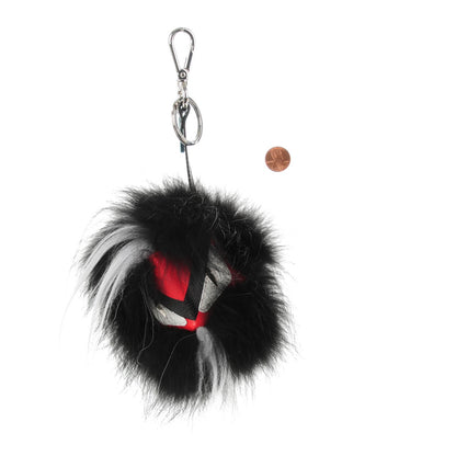 Fendi Vitello Elite Fox Goat Fur Igor Monster Bag Bug Cube Charm Rosso Black White 2 of 6