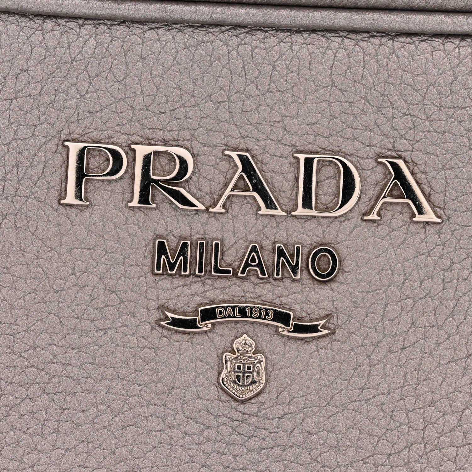Prada Metallic Vitello Daino Camera Crossbody Bag Acciaio 12 of 12