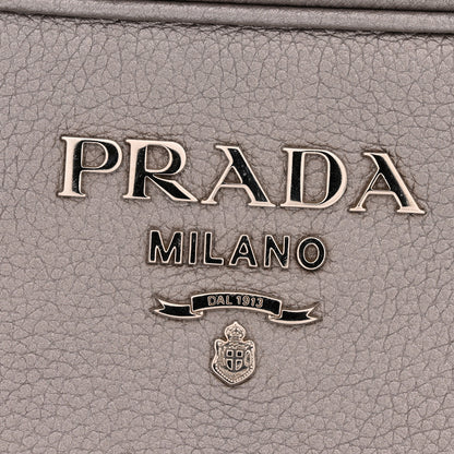 Prada Metallic Vitello Daino Camera Crossbody Bag Acciaio 12 of 12