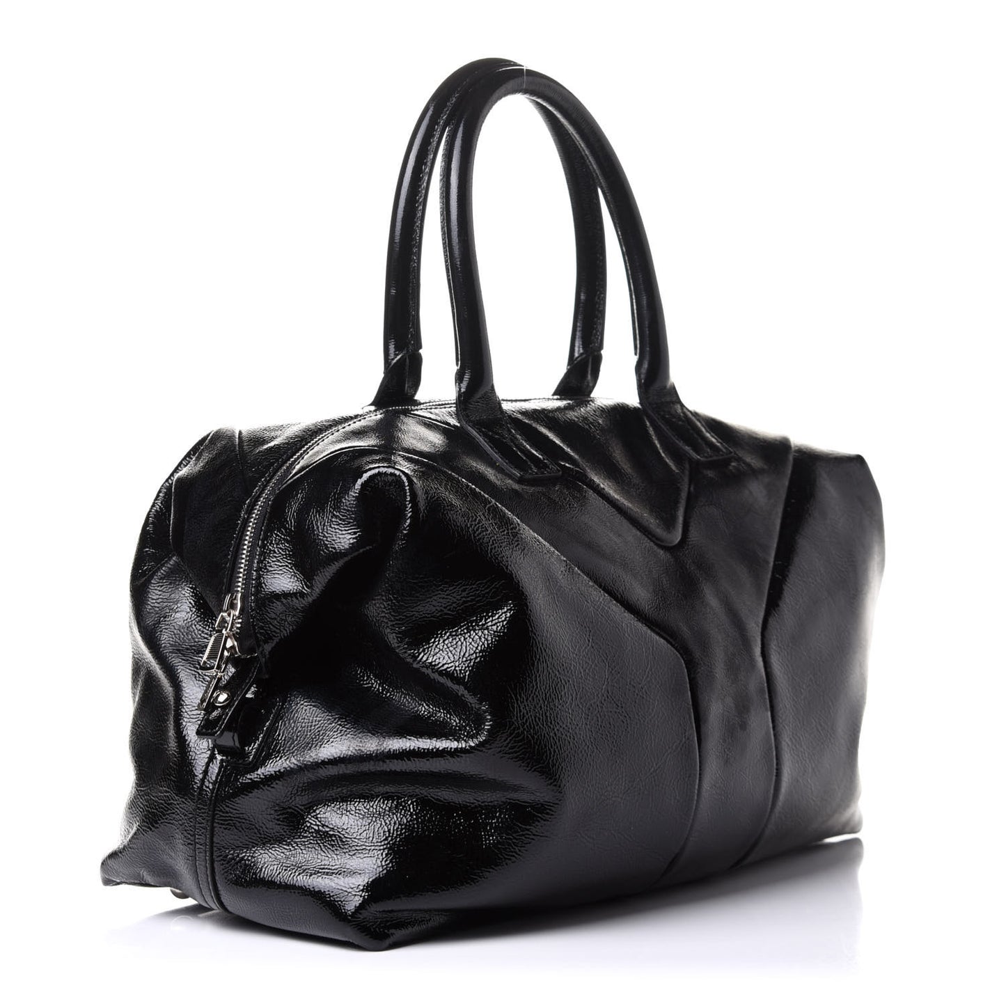 Textured Patent Medium Easy Y Bag Black