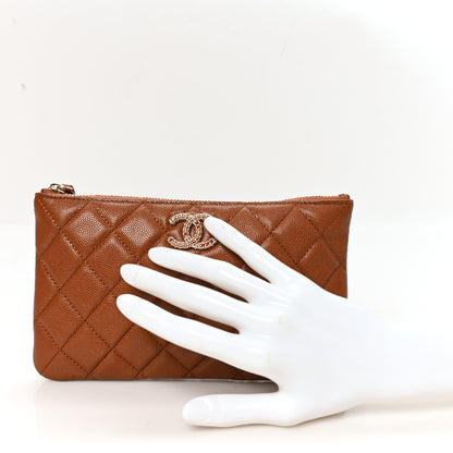 Chanel Caviar Crystal Quilted Coco Candy Cosmetic Case Brown 2 of 7