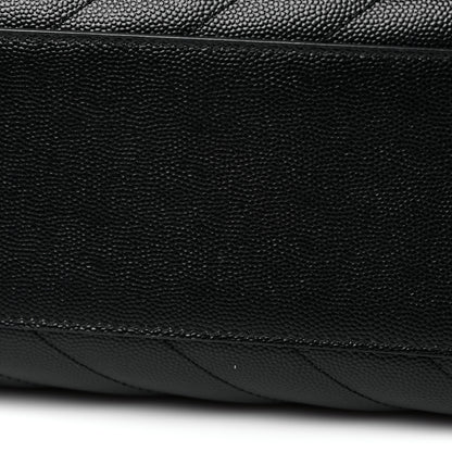 Saint Laurent Grain De Poudre Matelasse Chevron Monogram Shopping Bag Black 15 of 18