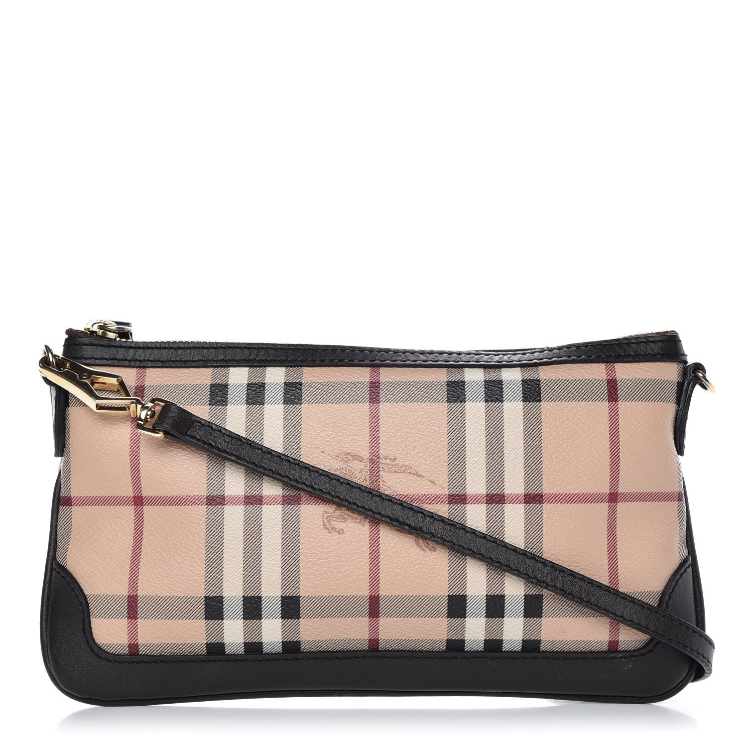 Burberry Haymarket Check Small Peyton Crossbody Clutch Bag Chocolate 1 of 8