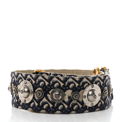 Christian Dior Oblique Studded Shoulder Strap Blue 2 of 5