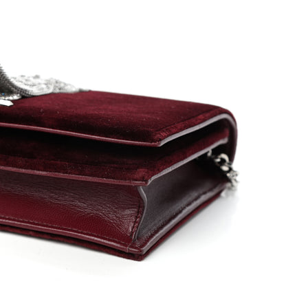 Saint Laurent Velvet Crystal Monogram Kate Tassel Shoulder Bag Burgundy 8 of 8
