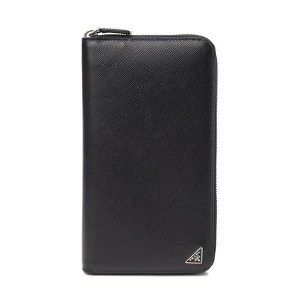 Prada Saffiano Large Zip Around Travel Wallet Black 1 of 7