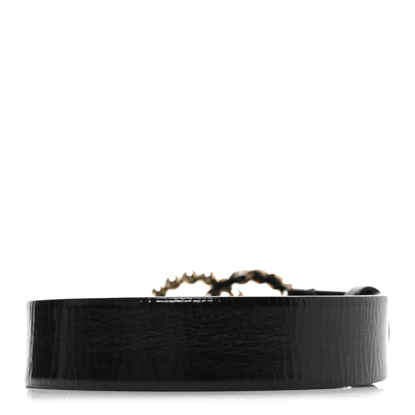 Crumpled Calfskin Pearl CC Belt 105 42 Black