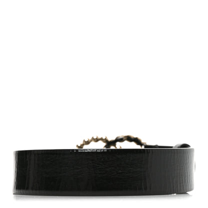Chanel Crumpled Calfskin Pearl CC Belt 105 42 Black 2 of 8