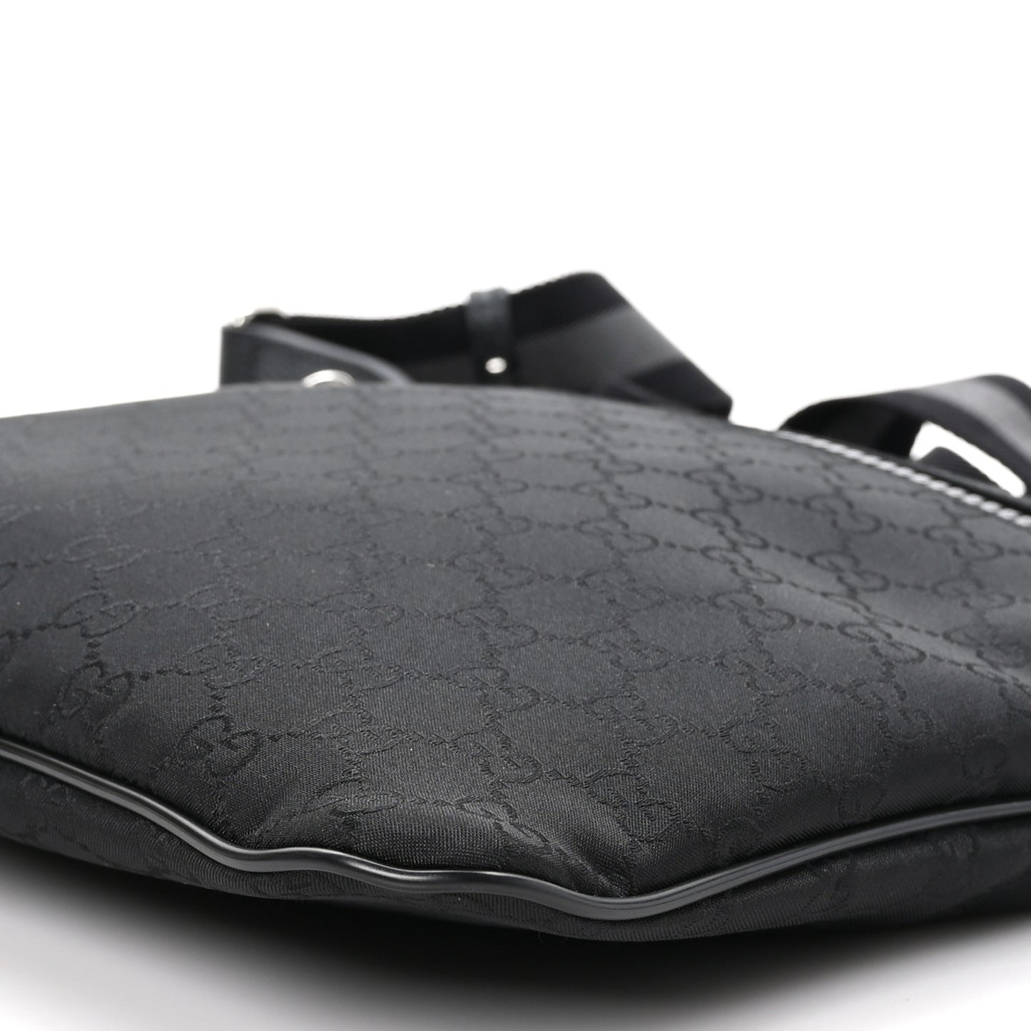 Nylon Monogram Small Flat Messenger Bag Black