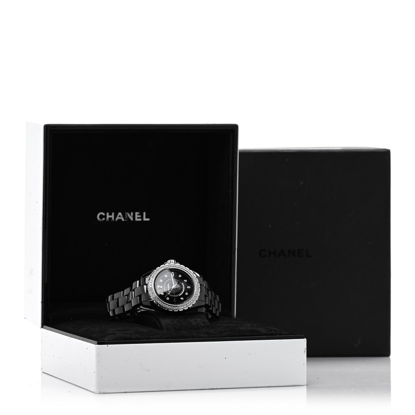 Stainless Steel Ceramic Diamond Bezel 33mm J12 Quartz Watch Black