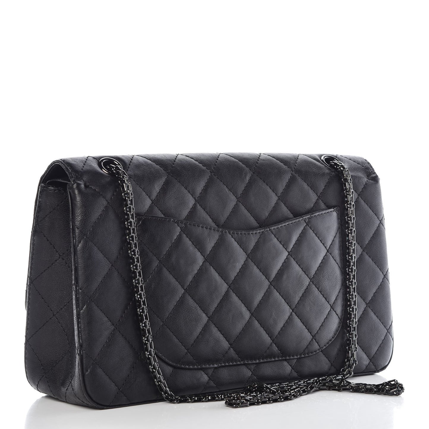 Crumpled Calfskin Quilted 2.55 Reissue 227 Flap So Black
