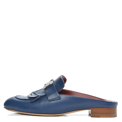 Hermes Goatskin Rivoli Mules 36 Bleu Maritime 1 of 11