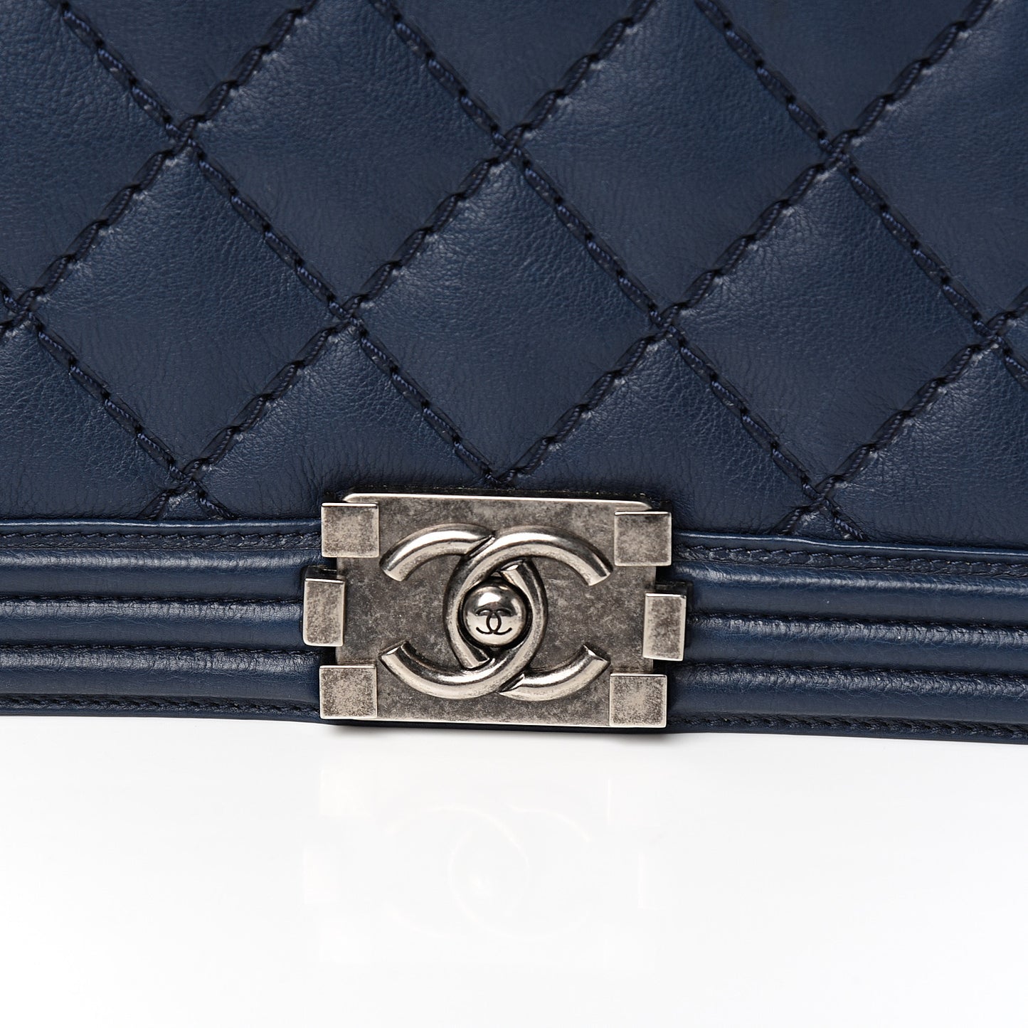 Calfskin Quilted New Medium Boy Flap Navy
