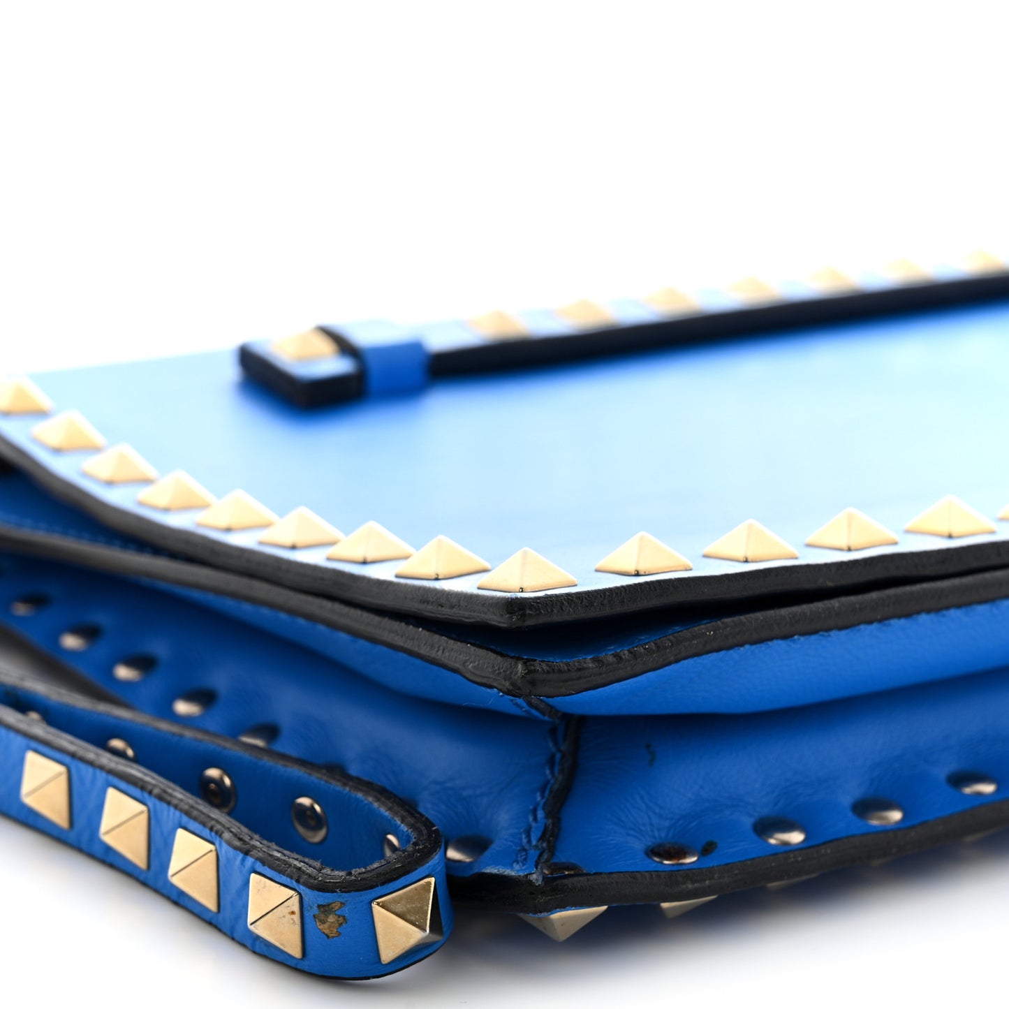 Nappa Rockstud Wristlet Clutch Blue Fluo