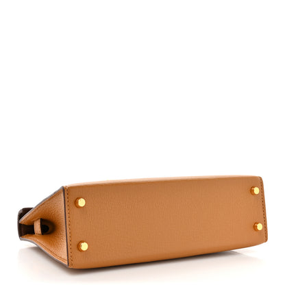 Hermes Chevre Mysore Verso Mini Kelly Sellier 20 Caramel Cacao 4 of 10
