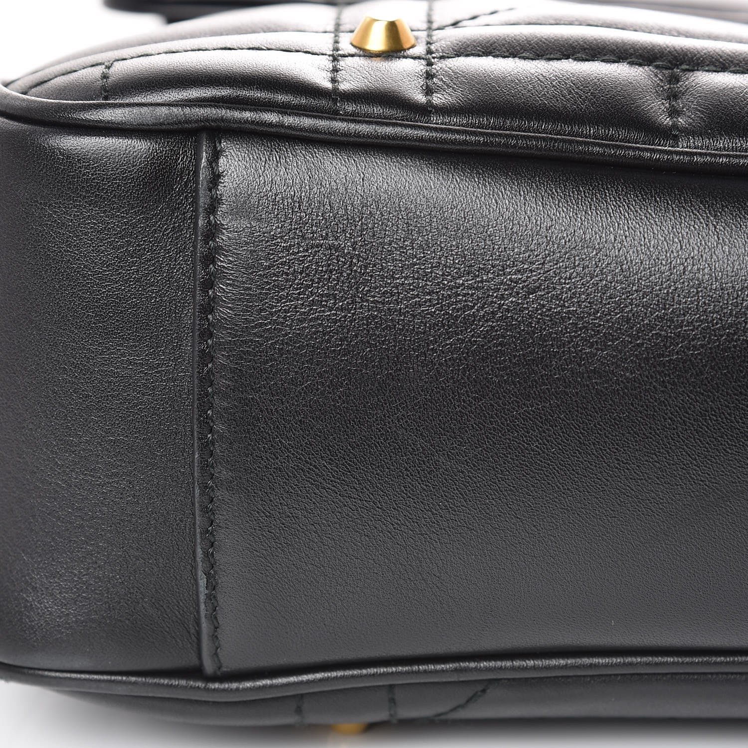 Gucci Calfskin Matelasse Studded Medium GG Marmont Shoulder Bag Black 10 of 13