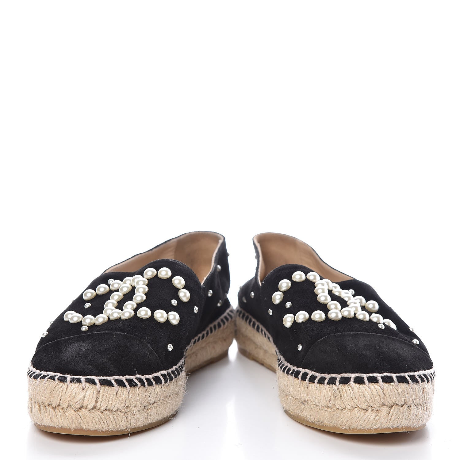 Chanel Suede Pearl CC Espadrilles 37 Black 5 of 10