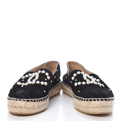 Chanel Suede Pearl CC Espadrilles 37 Black 5 of 10