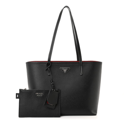 Prada Saffiano Cuir Shopping Tote Black Fuoco 1 of 17