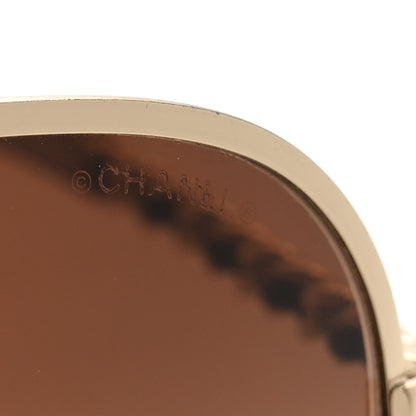 Chanel Lambskin Aviator Chain Sunglasses 4194-Q Gold 7 of 8
