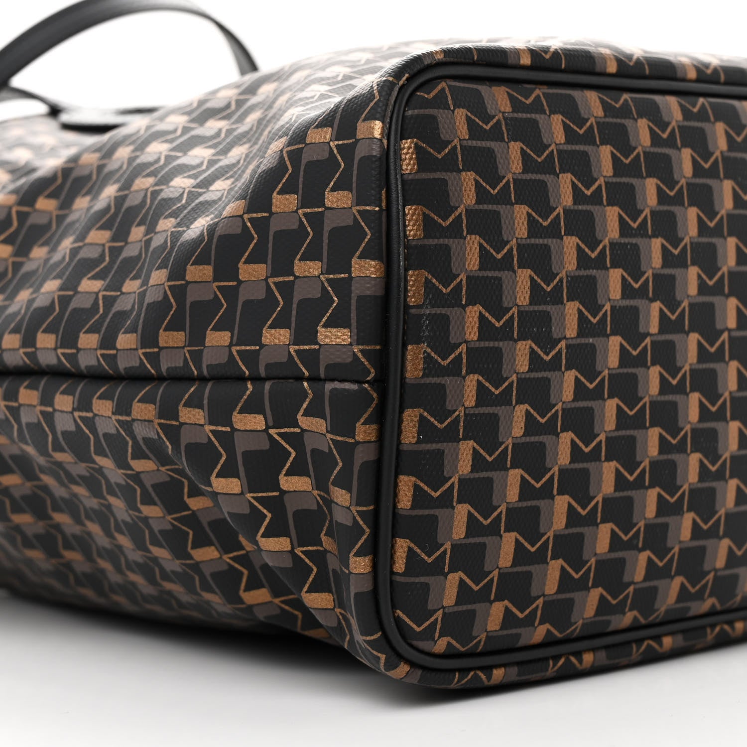 Moynat Grained Calfskin Canvas 1920 Oh! Tote Ruban MM Carbon Bronze Green Bordeaux 9 of 10