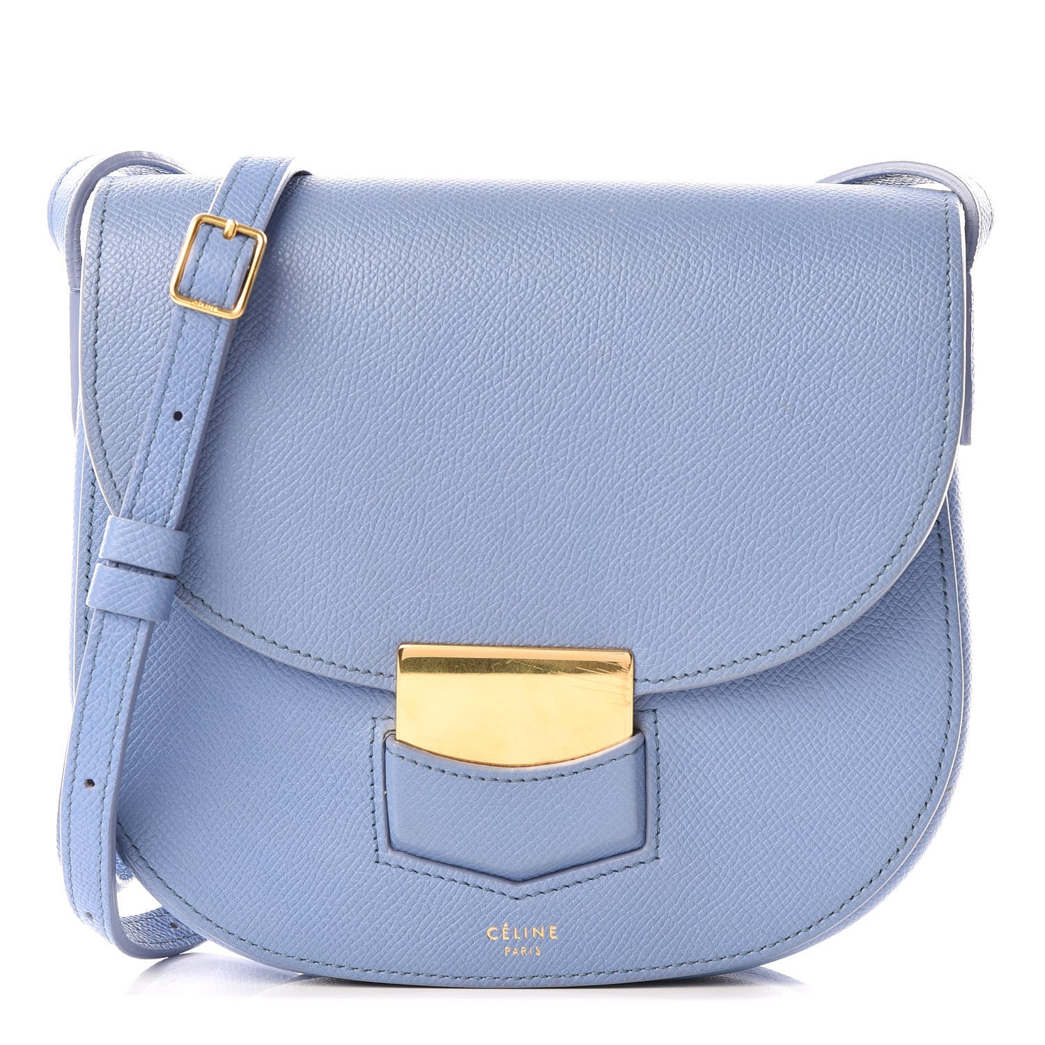 Celine Grained Calfskin Compact Trotteur Porcelain 1 of 10