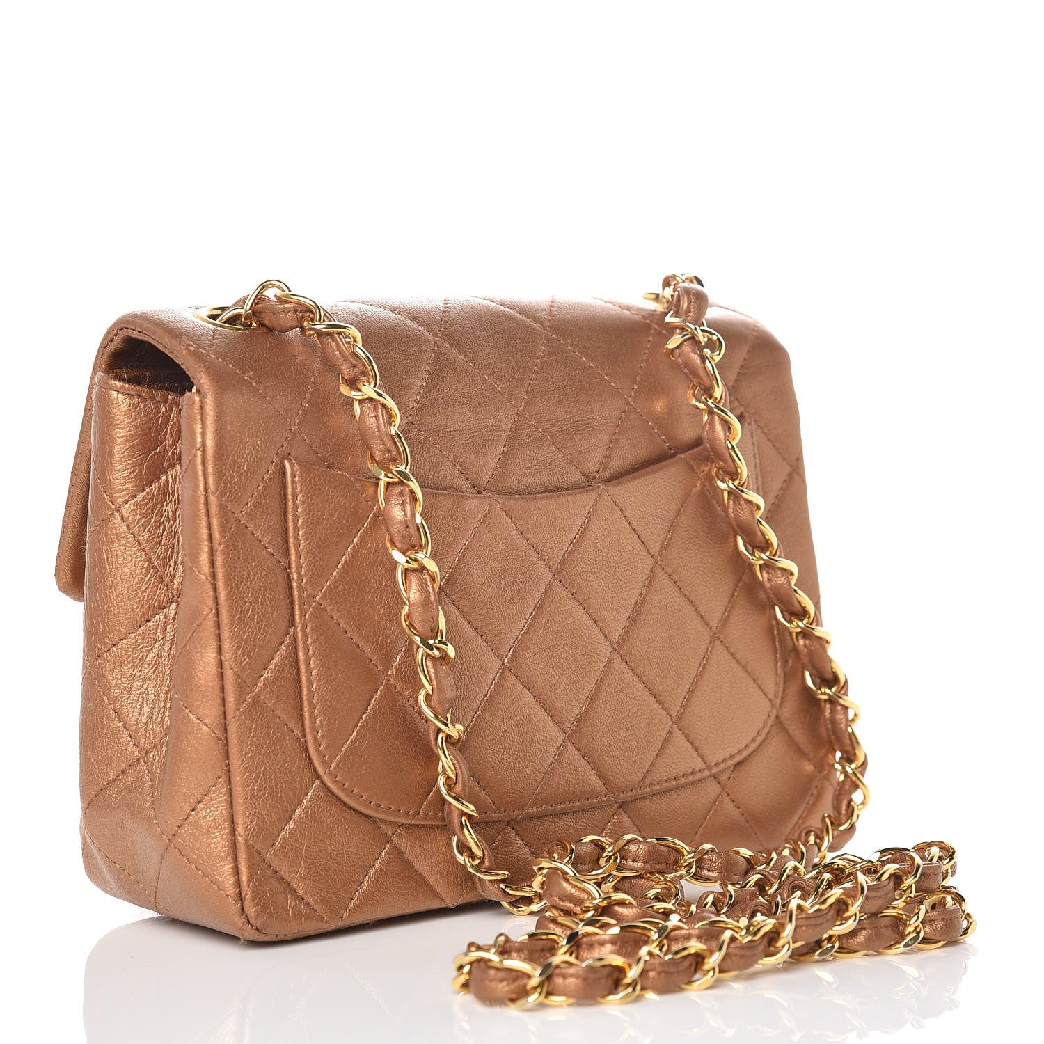 Chanel Metallic Lambskin Quilted Mini Square Flap Bronze 3 of 14