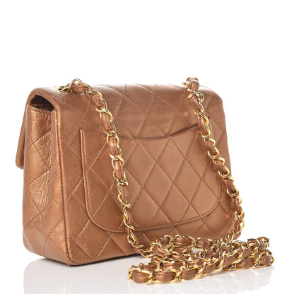 Chanel Metallic Lambskin Quilted Mini Square Flap Bronze 3 of 14