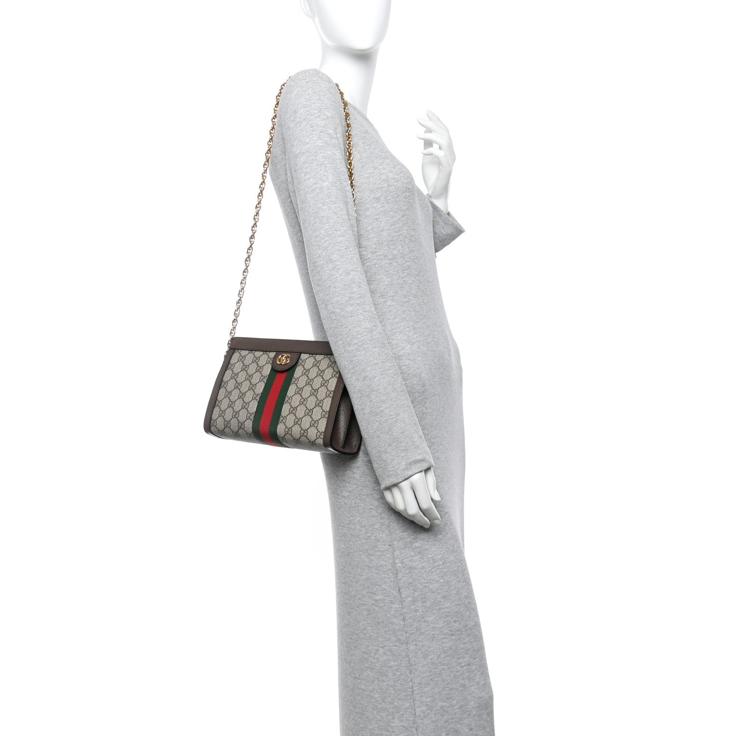 Gucci GG Supreme Monogram Web Small Ophidia Chain Shoulder Bag Brown 2 of 11